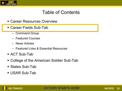 Army Career Tracker (ACT) CMF 88 - U.S. Army