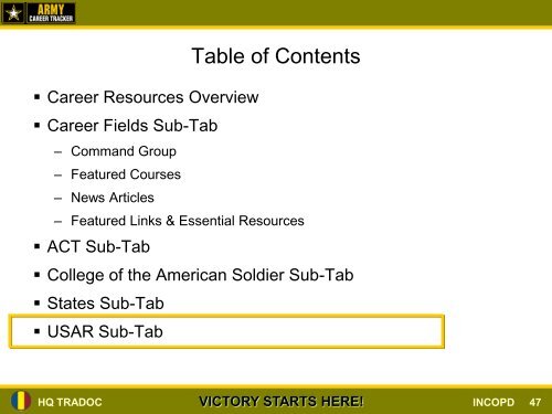 Army Career Tracker (ACT) CMF 88 - U.S. Army