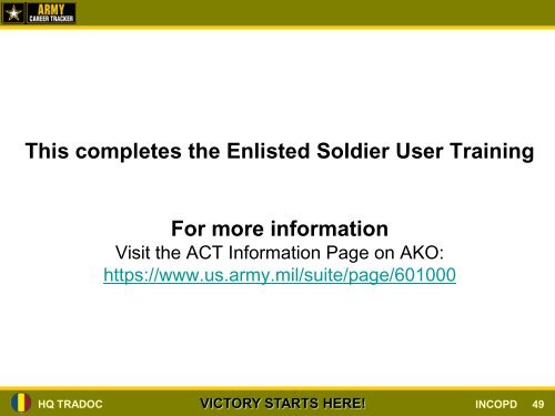 Army Career Tracker (ACT) CMF 88 - U.S. Army