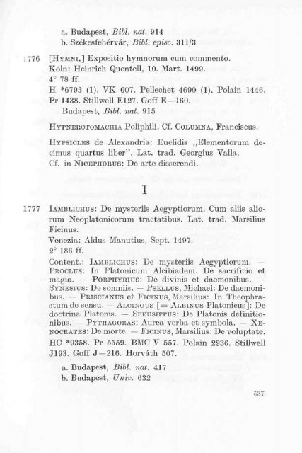 a. Budapest, Bibl. nat. 914 b. Székesfehérvár, Bibl. episc. 311/3 - MEK