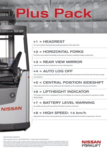 Plus Pack for UNS Reach Truck - nissan forklift