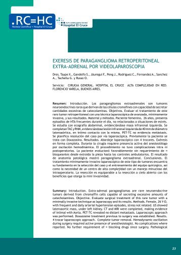 exeresis de paraganglioma retroperitoneal extra ... - Hospital El Cruce