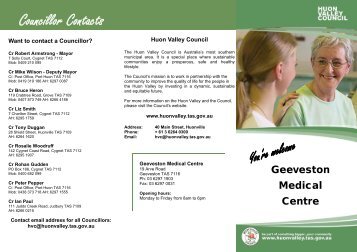 Geeveston Medical Centre Brochure - Huon Valley Council