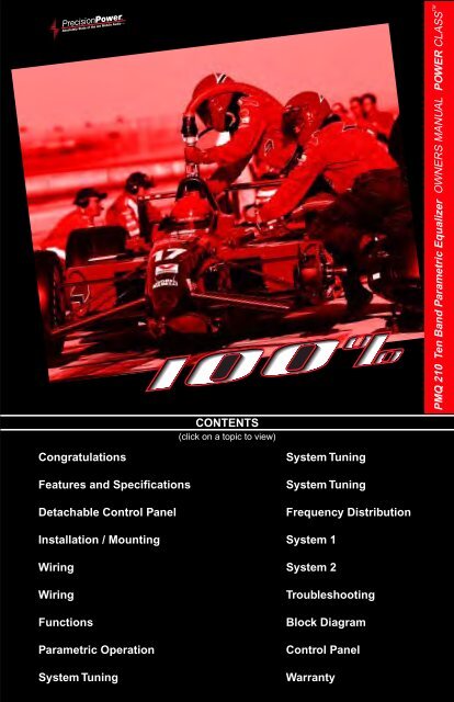 CONTENTS Congratulations System Tuning ... - Precision Power