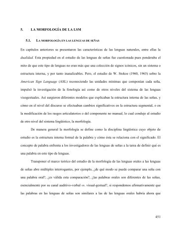 capÃ­tulo 5. la morfologÃ­a de la lsm - Estudios de LingÃ¼Ã­stica EspaÃ±ola