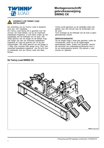 Montagevoorschrift/ gebruiksaanwijzing SWING CK - voor de fiets