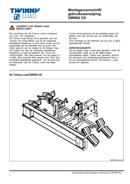 Montagevoorschrift/ gebruiksaanwijzing SWING CK - voor de fiets