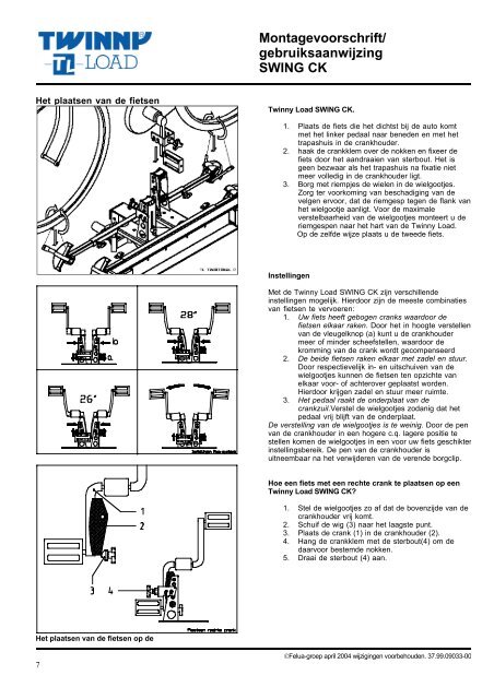 Montagevoorschrift/ gebruiksaanwijzing SWING CK - voor de fiets