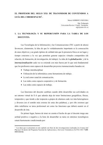 el profesor del siglo xxi: de transmisor de contenidos a guÃ­a del ...