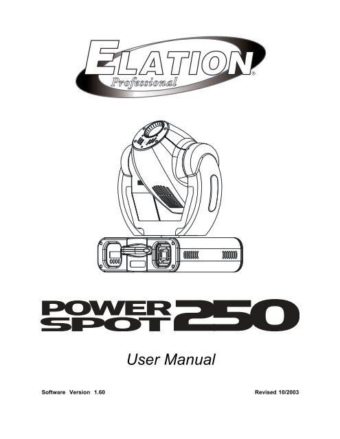 Power Spot 250 User Manual (pdf) - Elation Professional