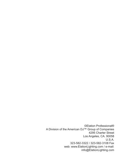 Power Spot 250 User Manual (pdf) - Elation Professional