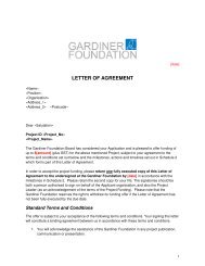 LETTER OF AGREEMENT - Gardiner Foundation