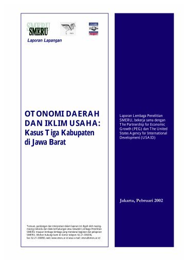 OTONOMI DAERAH DAN IKLIM USAHA: Kasus Tiga Kabupaten di ...