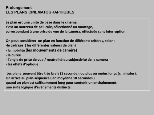 la mobilitÃ© (les mouvements de camÃ©ra)