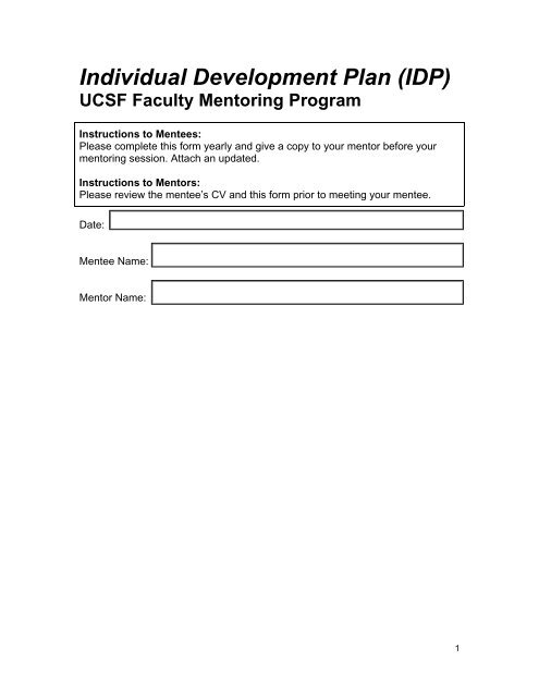 Individual Development Plan (IDP) - Academic Affairs