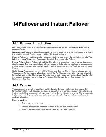 Failover and Instant Failover - ThinManager