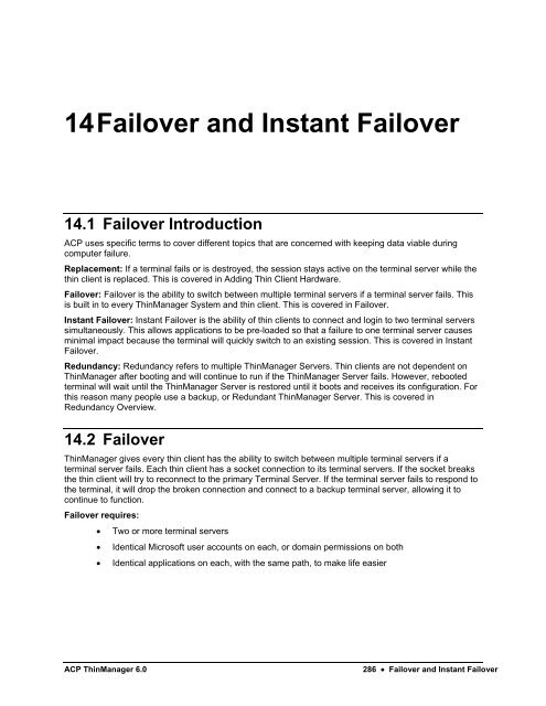 Failover and Instant Failover - ThinManager