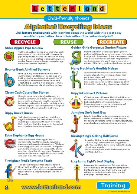 Alphabet Recycling Ideas - Letterland