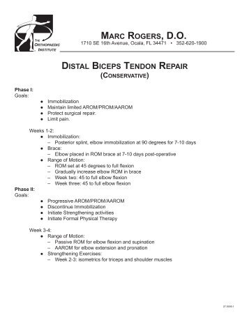 Distal Biceps Tendon Repair (Conservative) - Toi-health.com