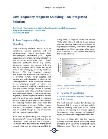 Low Frequency Magnetic Shielding - Interference Technology