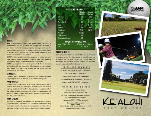Ke'alohi Golf Course Brochure - Hawaii Navy MWR