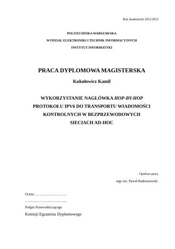 PRACA DYPLOMOWA MAGISTERSKA - Politechnika Warszawska