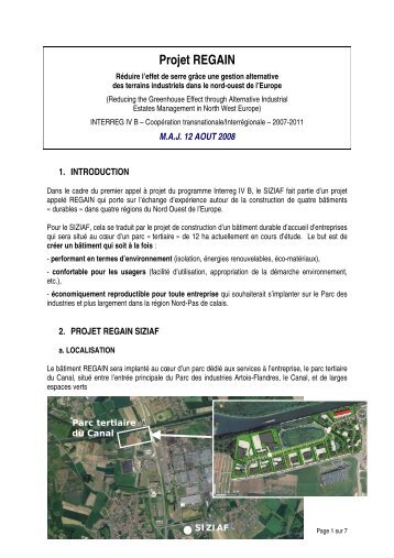 Projet REGAIN - Parc des industries Artois-Flandres