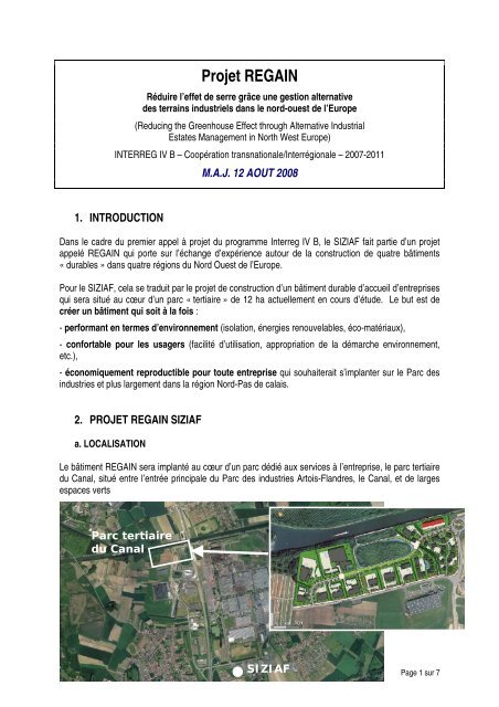 Projet REGAIN - Parc des industries Artois-Flandres