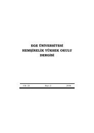 E.Ü. HYO Dergisi Cilt 22 - Sayı 2 - 2006 - Hemşirelik Yüksekokulu