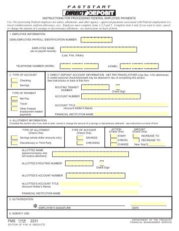 Fast Start Direct Deposit (FMS-2231) - Financial Management ...