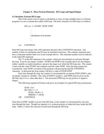 Chapter 4. More Fortran Elements: DO Loops and Input/Output 4.1 ...