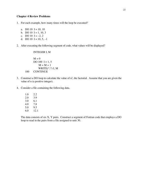 Chapter 4. More Fortran Elements: DO Loops and Input/Output 4.1 ...