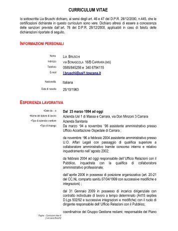 curriculum vitae - ASL 1 di Massa e Carrara