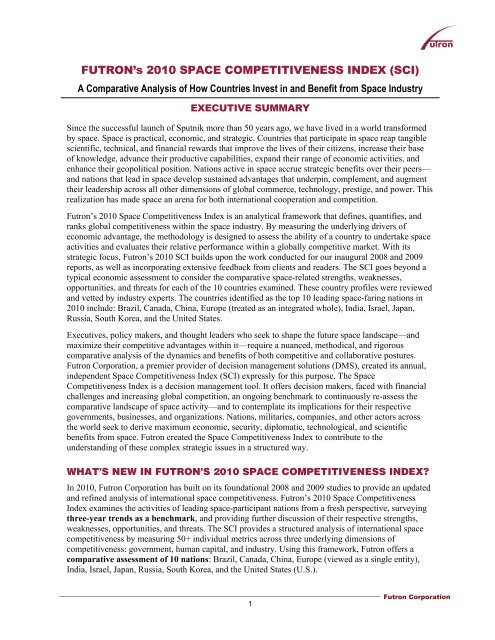 futron's 2010 space competitiveness index - Futron Corporation