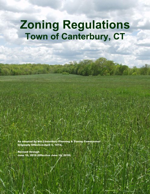 Zoning Regulations - Effective 6-18-2010 - Town of Canterbury CT