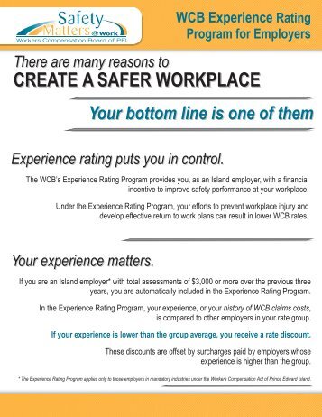 Experience Rating Program for Employers - Workers Compensation ...