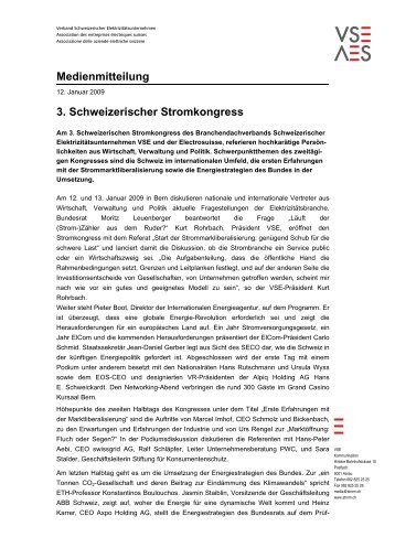 3. Schweizerischer Stromkongress - VSE