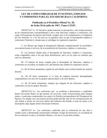 LEY DE COMPATIBILIDAD DE FUNCIONES, EMPLEOS Y ... - Tijuana