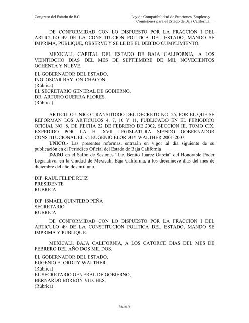 LEY DE COMPATIBILIDAD DE FUNCIONES, EMPLEOS Y ... - Tijuana