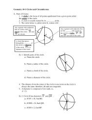 Geometry 10-1 Circles and Circumference A. Parts of Circles 1. A ...