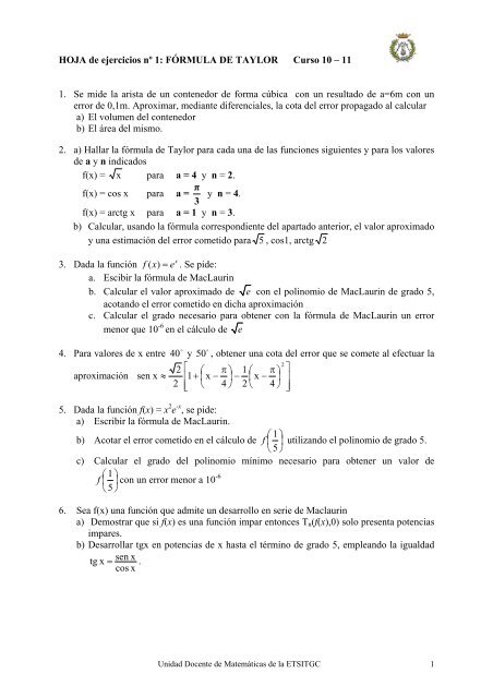 HOJA de ejercicios nÂº 1 - ETSI Topografia (UPM)