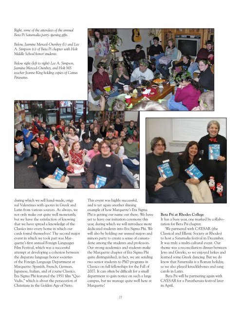 Published by Eta Sigma Phi - Monmouth College