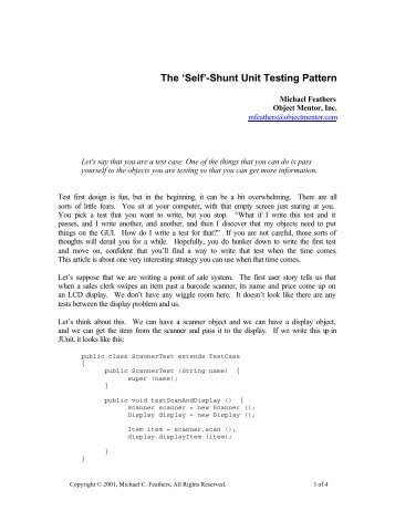 The 'Self'-Shunt Unit Testing Pattern - Object Mentor