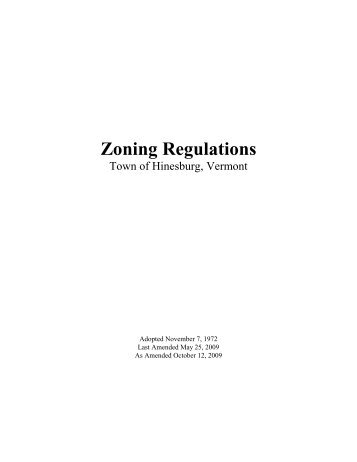 Zoning Regulations - The Town of Hinesburg