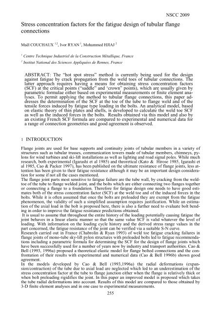 Stress concentration factors for the fatigue design of tubular flange ...