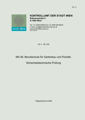 MA 56, Berufsschule für Gartenbau und Floristik - Kontrollamt der ...