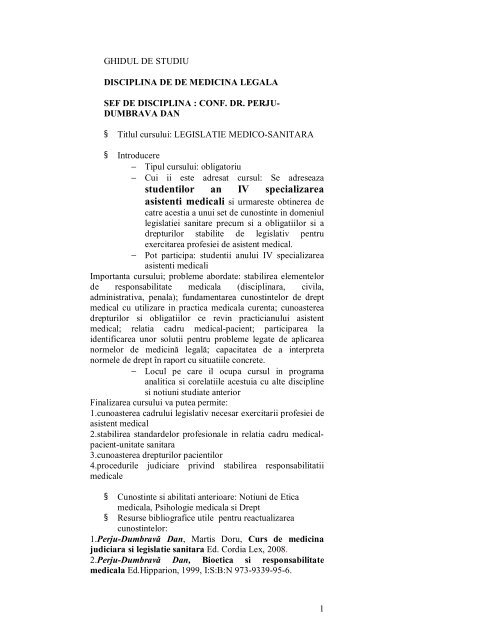 Ghidul De Studiu Faml Iv Legislatie Sanitara Universitatea De
