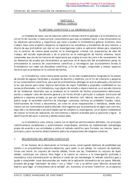 tÃ©cnicas de investigaciÃ³n en criminalistica 1 xxxiii ... - Justicia Forense