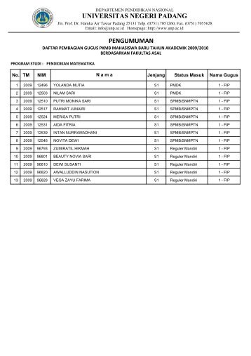 Fakultas Matematika dan IPA - Universitas Negeri Padang