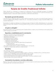 Folleto Informativo Tarjeta de Crédito Tradicional Infinite - Banjercito